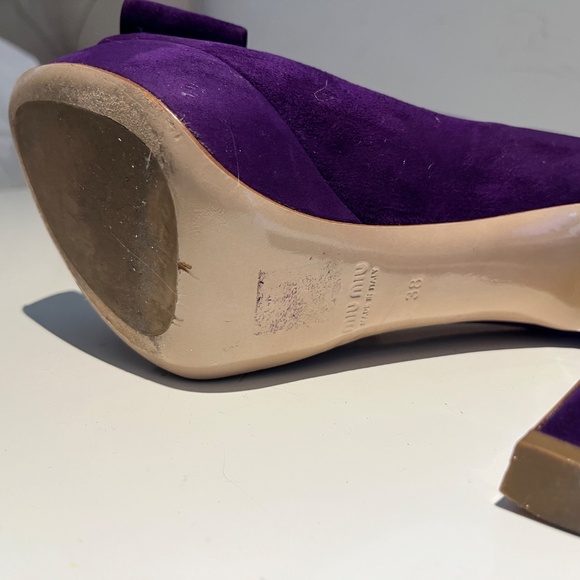 Miu Miu Purple Peep-Toe Bow Pumps size 38 - Picture 6 of 7